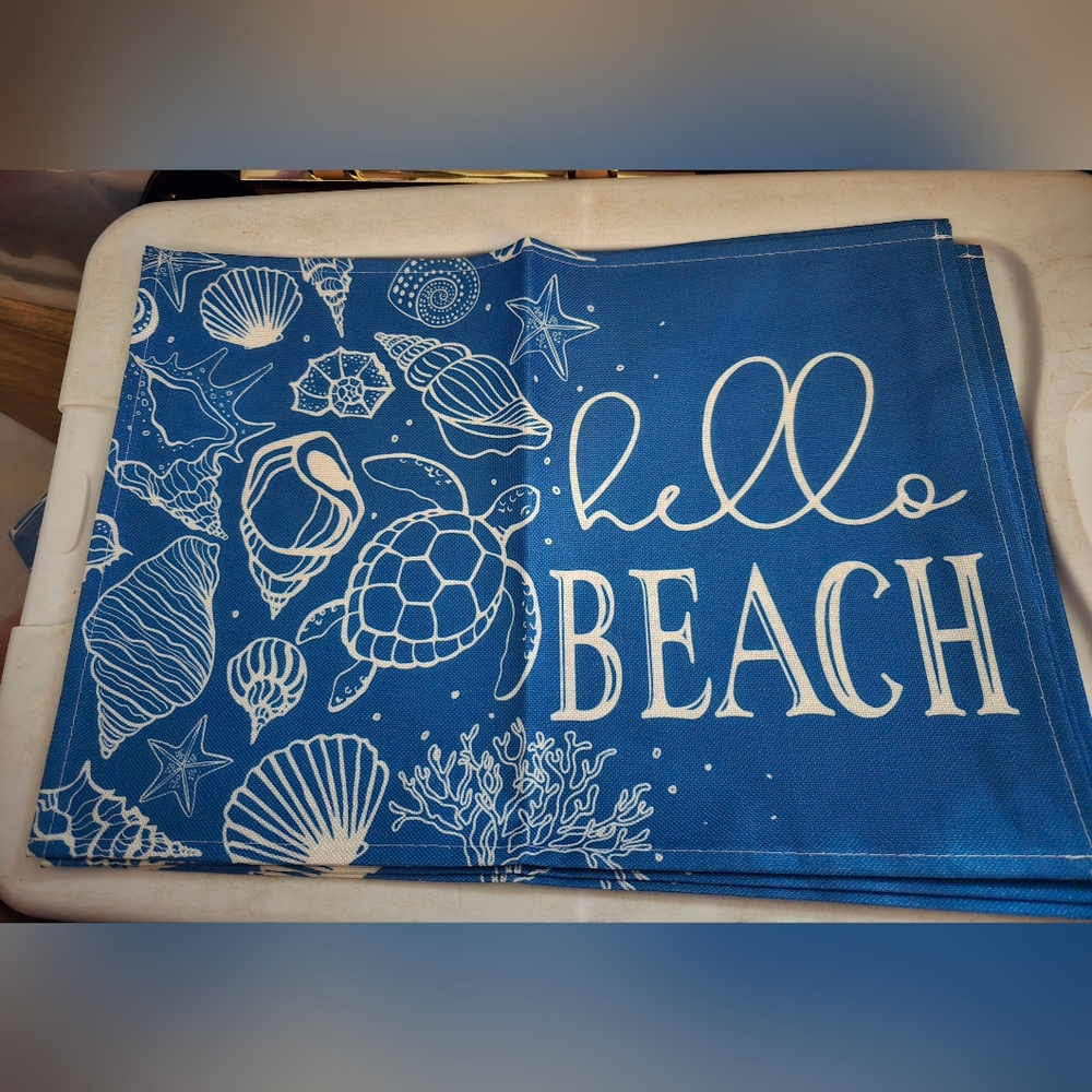 Blue Beach-Themed Placemats 4pc